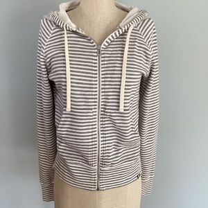 Gap Gray and White Striped  Front Zip Hoodie Size Small